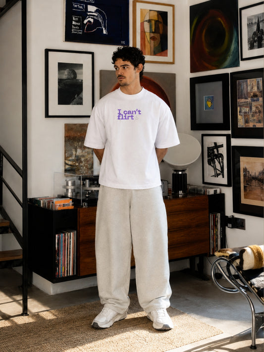 VAIREN "I Can't Flirt" Oversized T-Shirt – White