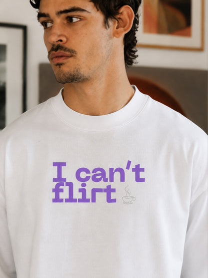 VAIREN "I Can't Flirt" Oversized T-Shirt – White