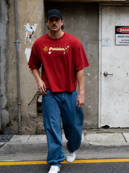 VAIREN "Petrichor" Oversized T-Shirt – Crimson Red