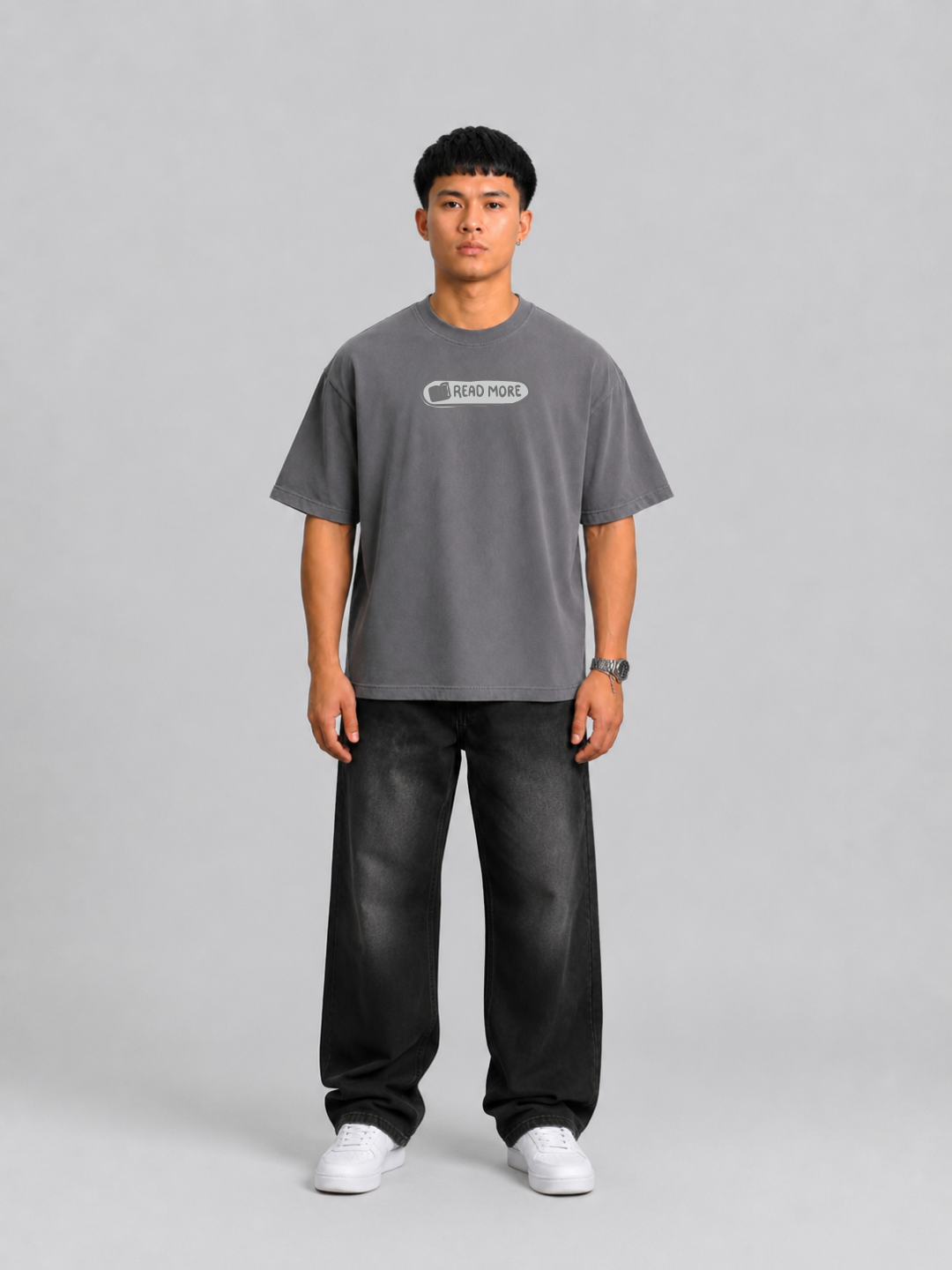 Read More Oversized T-Shirt – Washed Grey