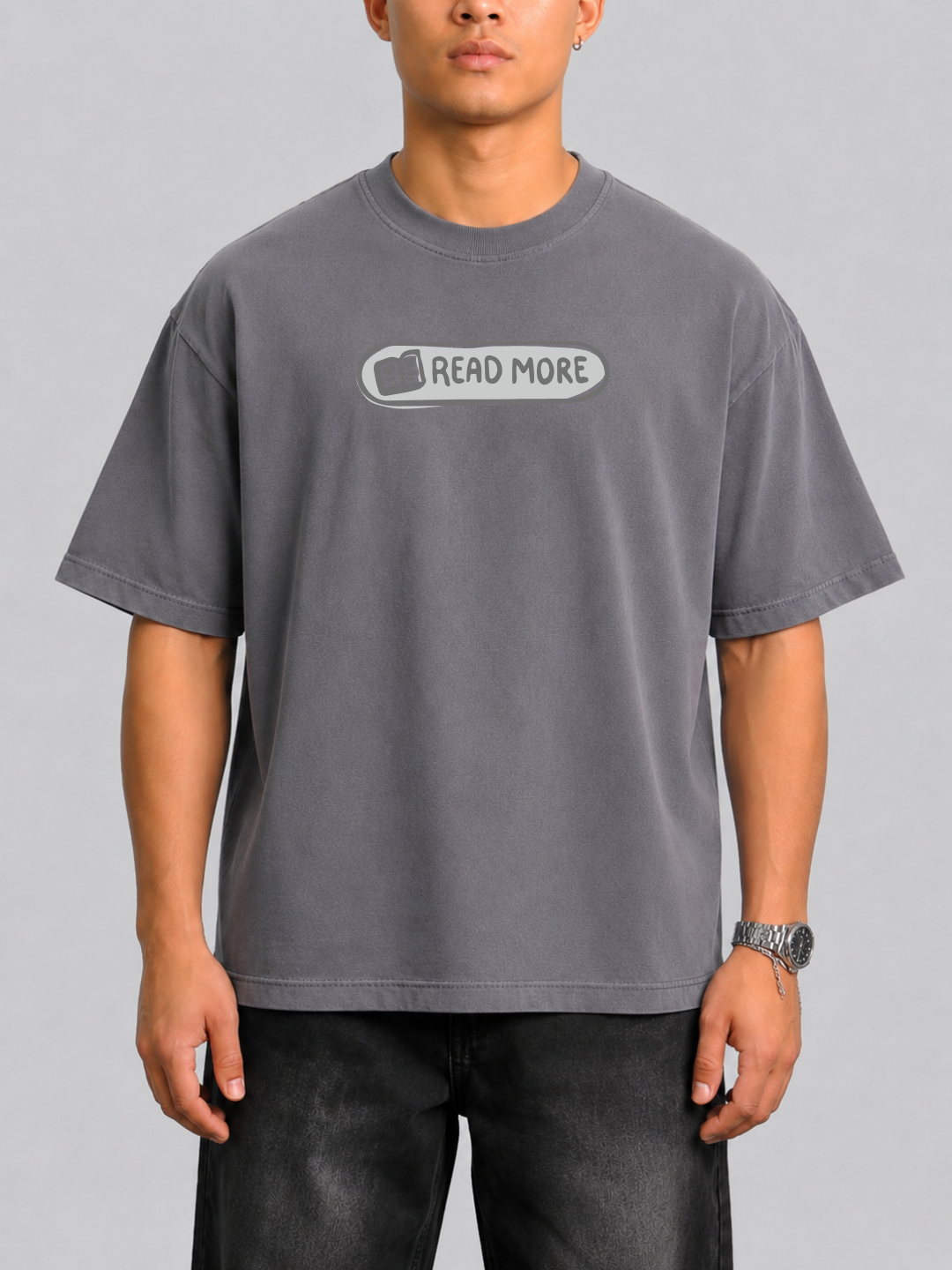 Read More Oversized T-Shirt – Washed Grey
