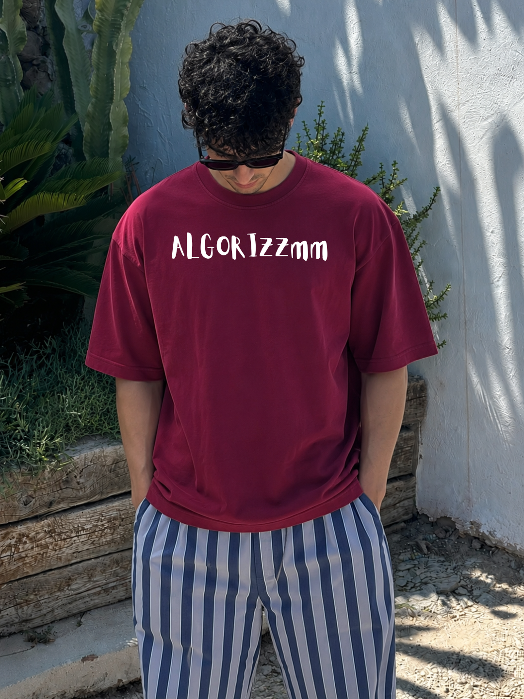 ALGORIZZMM Oversized T-Shirt – maroon