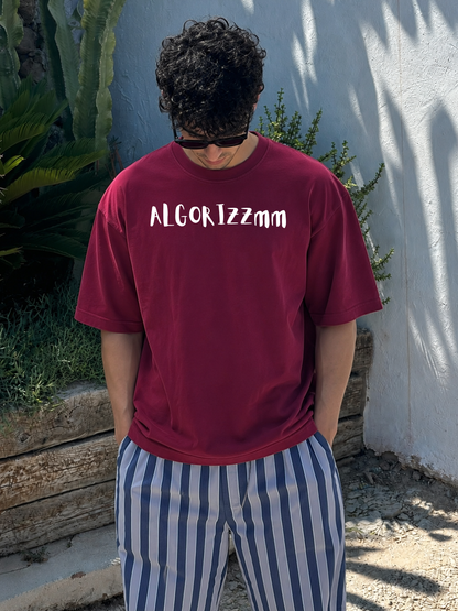 ALGORIZZMM Oversized T-Shirt – maroon