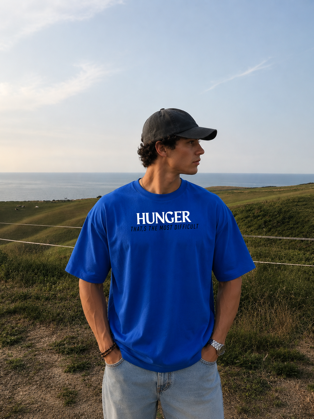 Hunger Oversized T-Shirt – Royal Blue