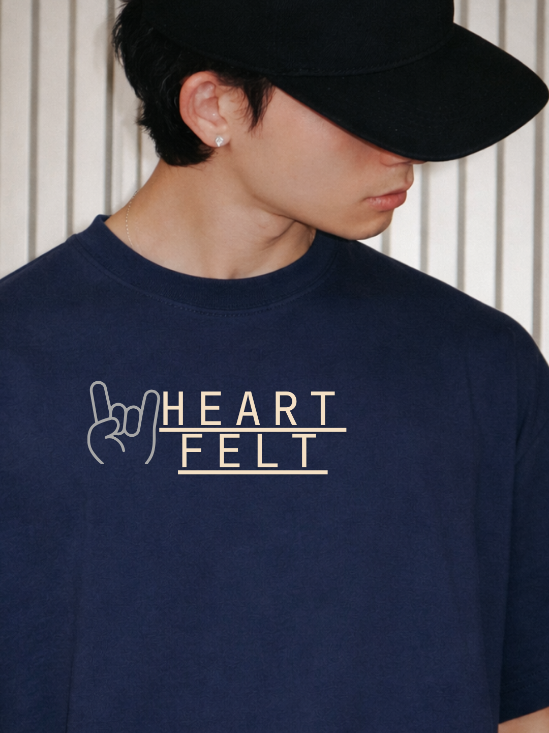 VAIREN "Heart Felt" Oversized T-Shirt – Midnight Navy