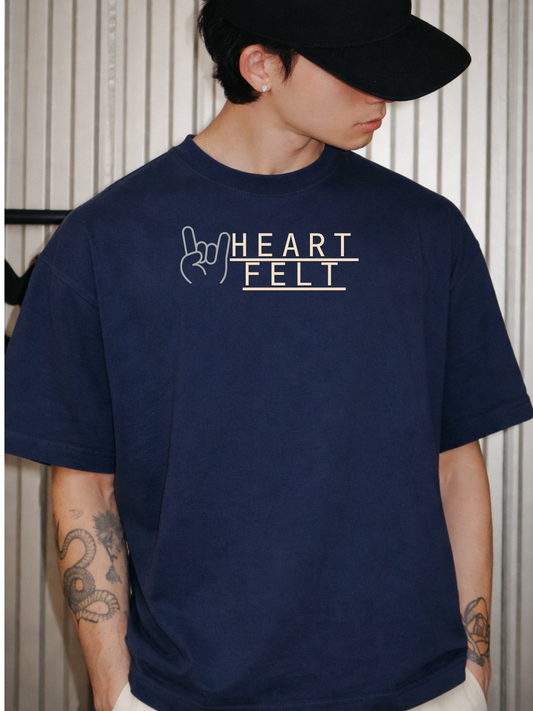 VAIREN "Heart Felt" Oversized T-Shirt – Midnight Navy
