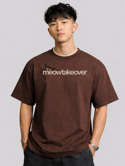Meowtakeover - Boxy-Fit Brown T-Shirt