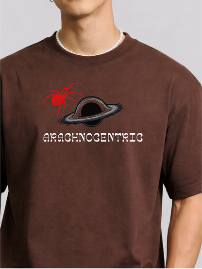 Arachnocentric (spidy) Oversized Boxy-Fit T-Shirt for Men – Brown