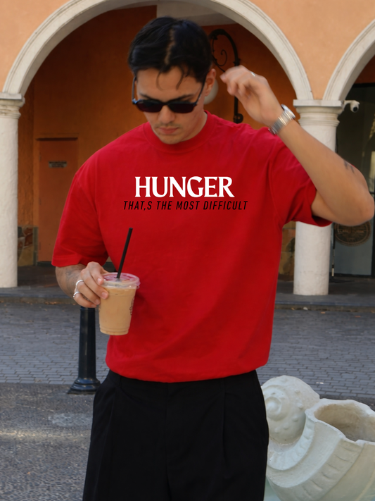 Hunger Oversized Boxy-Fit T-Shirt for Men – Red
