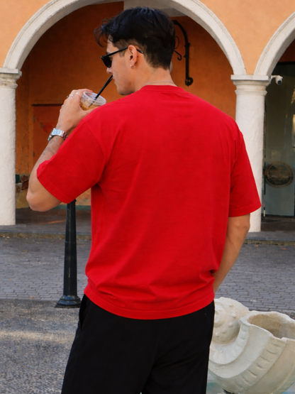Hunger Oversized Boxy-Fit T-Shirt for Men – Red