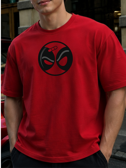Deadpool Inspired Oversized Boxy-Fit T-Shirt for Men – Red