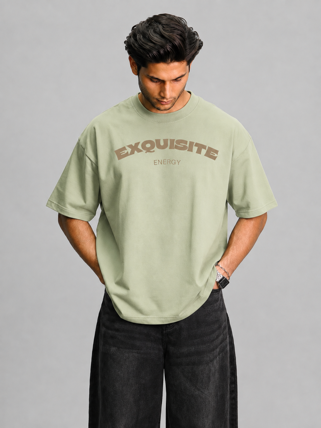 Exquisite Energy Oversized T-Shirt- pistachio