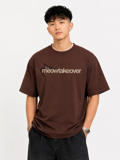 Meowtakeover - Boxy-Fit Brown T-Shirt