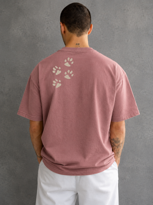 Meowtakeover Oversized Boxy-Fit T-Shirt for Men – Old Rose