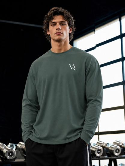 VAIREN Signature Logo Full Sleeve T-Shirt for Men – Sage Green