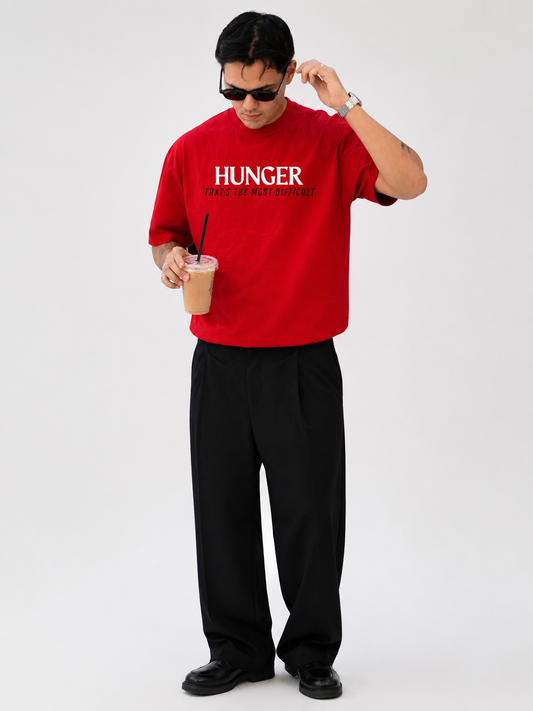 Hunger Oversized Boxy-Fit T-Shirt for Men – Red