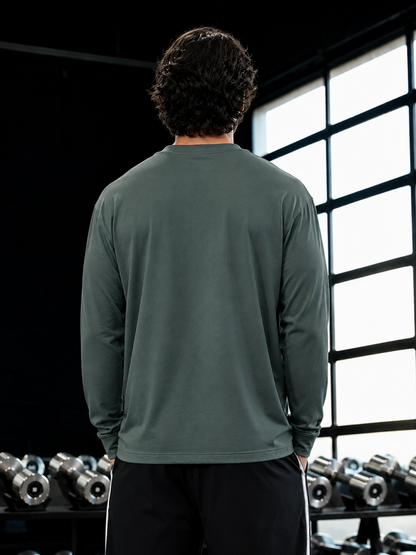 VAIREN Signature Logo Full Sleeve T-Shirt for Men – Sage Green