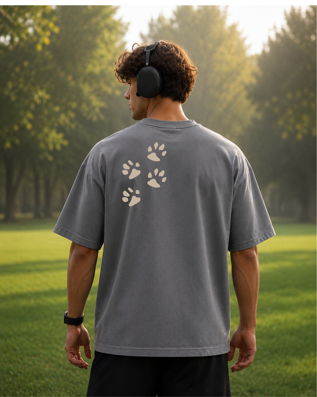 Meowtakeover Oversized Boxy-Fit T-Shirt for Men – Grey