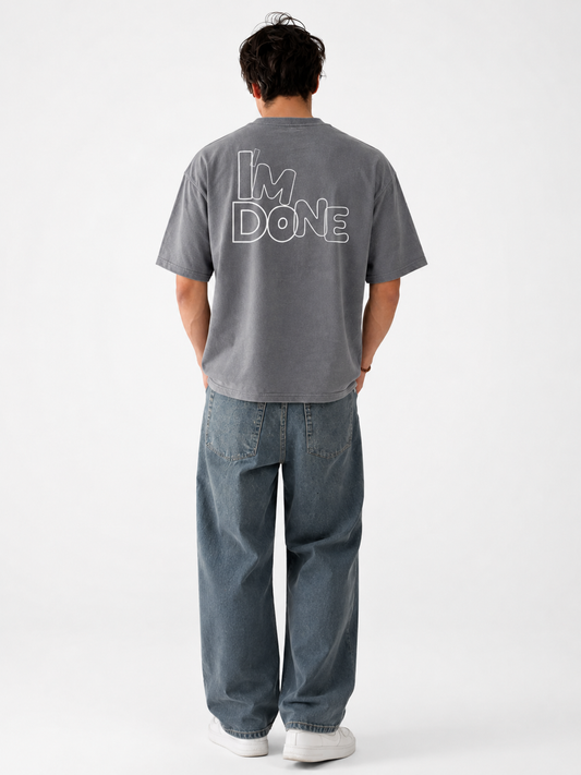 I'm Done Oversized Boxy-Fit T-Shirt for Men – Grey