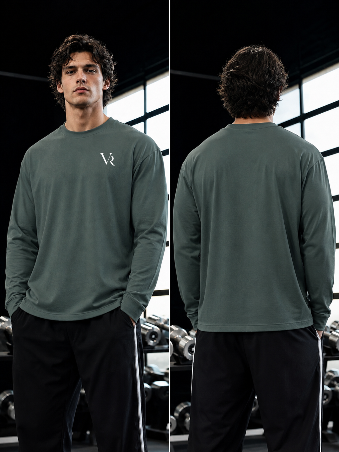 VAIREN Signature Logo Full Sleeve T-Shirt for Men – Sage Green