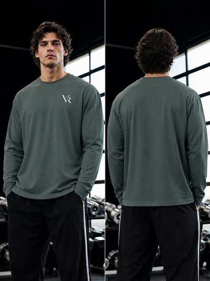 VAIREN Signature Logo Full Sleeve T-Shirt for Men – Sage Green