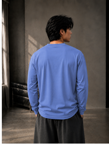VAIREN Signature Logo Full Sleeve T-Shirt for Men – Cornflower Blue