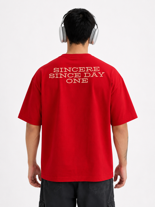 Heart Felt Oversized Boxy-Fit T-Shirt for Men – Red