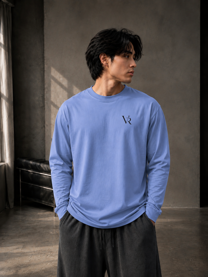 VAIREN Signature Logo Full Sleeve T-Shirt for Men – Cornflower Blue