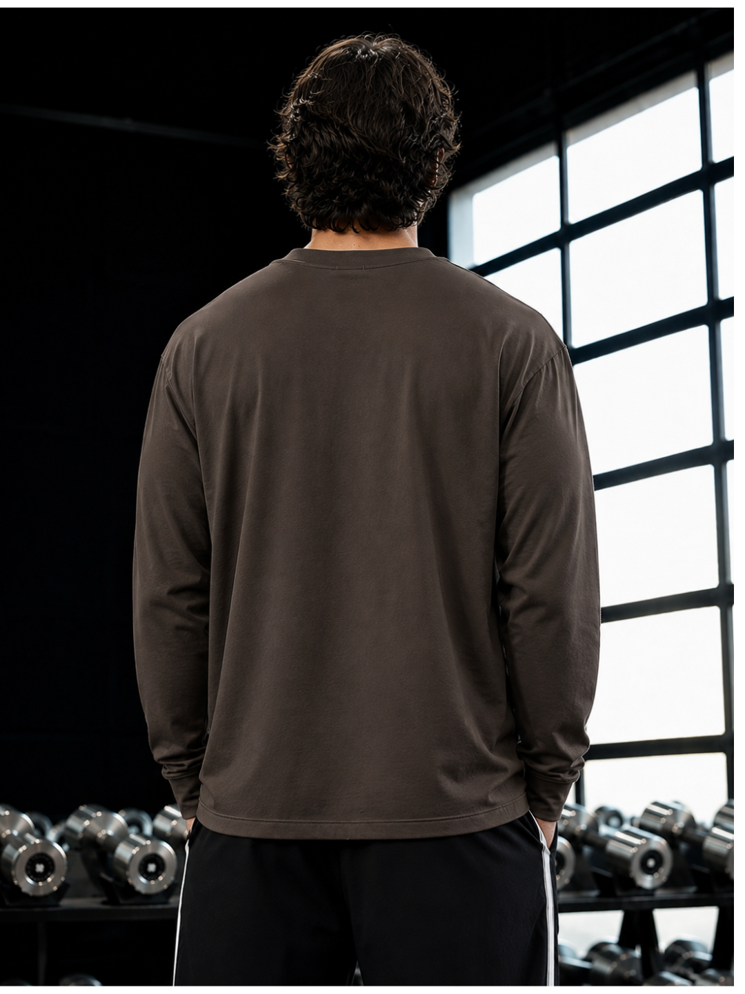 VAIREN Signature Logo Full Sleeve T-Shirt for Men- dark truffle